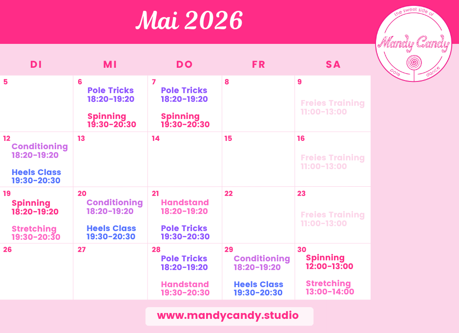 Kursplan Mai Mandy Candy's Pole Dance Studio
