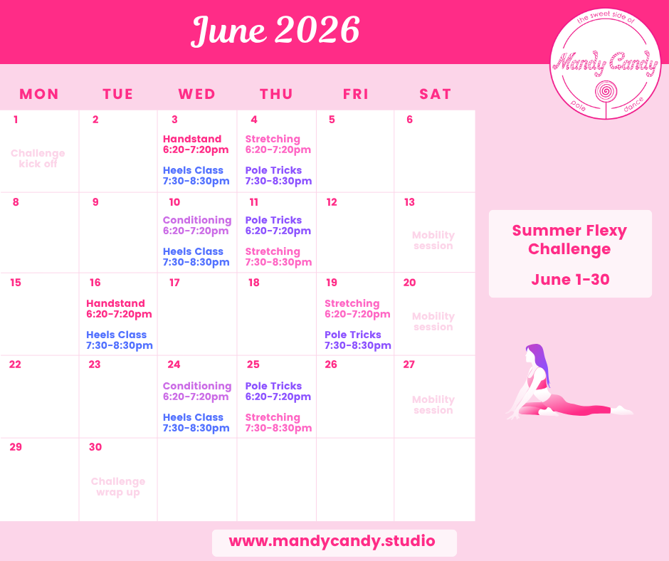 June class schedule Mandy Candy's Pole Dance Studio